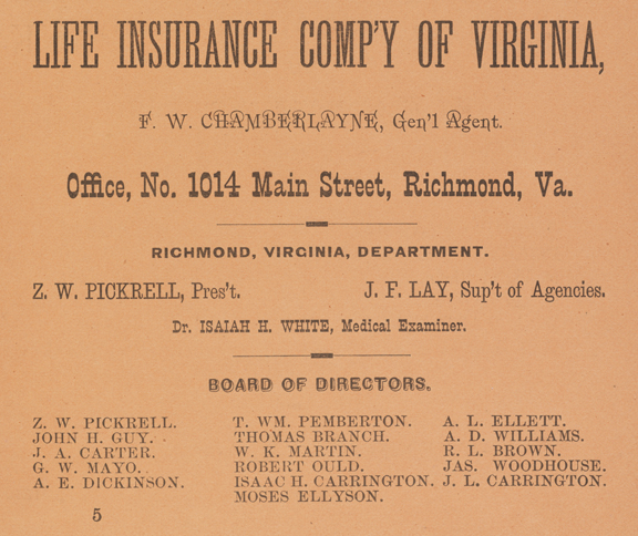 for the Life Insurance Company of Virginia in the Virginia Business ...