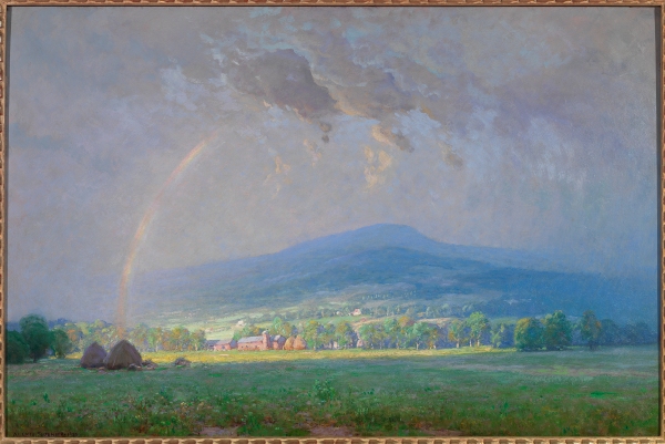 The Passing Storm, Shenandoah Valley, 1924, Alexis Fournier, Lora Robins Collection of Virginia Art, 1996.172.2. Fournier arranged landscape elements to make this scene “look like a pleasing picture,” then he managed to convey his emotional response to the light, the coolness of the atmosphere, and the warm, radiant color that he saw in this setting—which is somewhere in Rockingham County or farther north.